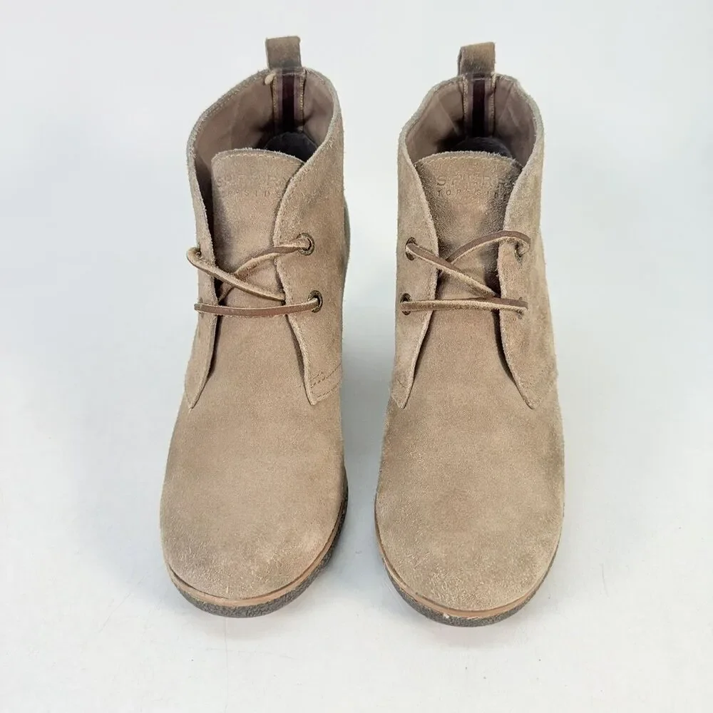 Sperry Harlow Suede Leather Wedge Chukka Boots Tan Sand Size 9